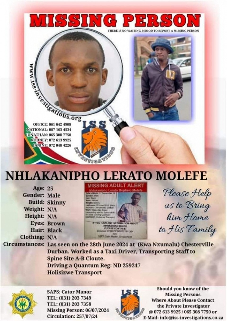 Missing Nhlakanipho Lerato Molefe